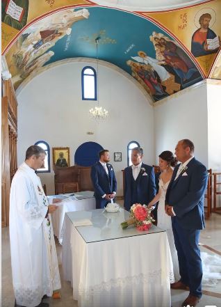 Small, intimate wedding performed by the Anglican Church of Paphos at St Nicholas'
